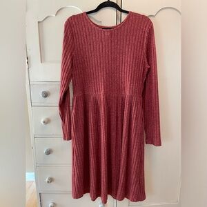 Ladies casual dress ribbed knee length dress XL